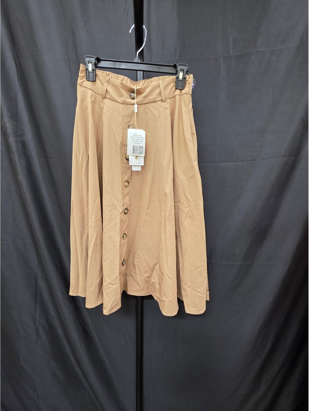 BELLE POQUE HIGH‑WAISTED A‑LINE MIDI SKIRT WITH POCKETS SIZE S
